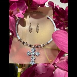 DANIELLA COLLECTION fashion jewelry set cross necklace and earrings